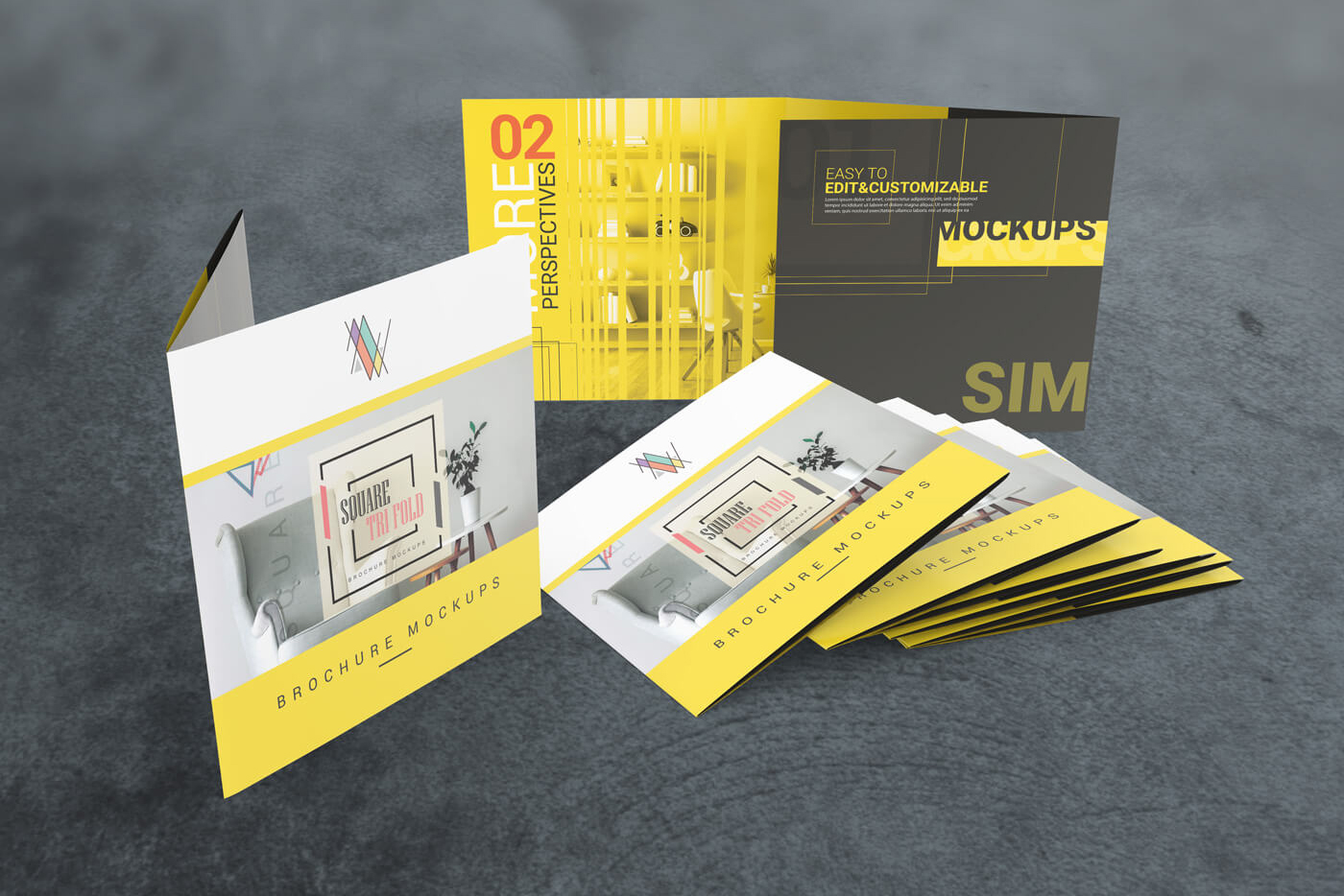 Download Square Tri-fold Brochure Mock-ups