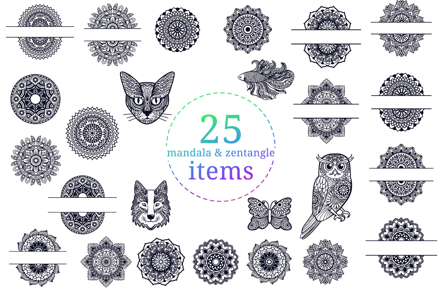 Mandala SVG Cut File Bundle II - 25 files