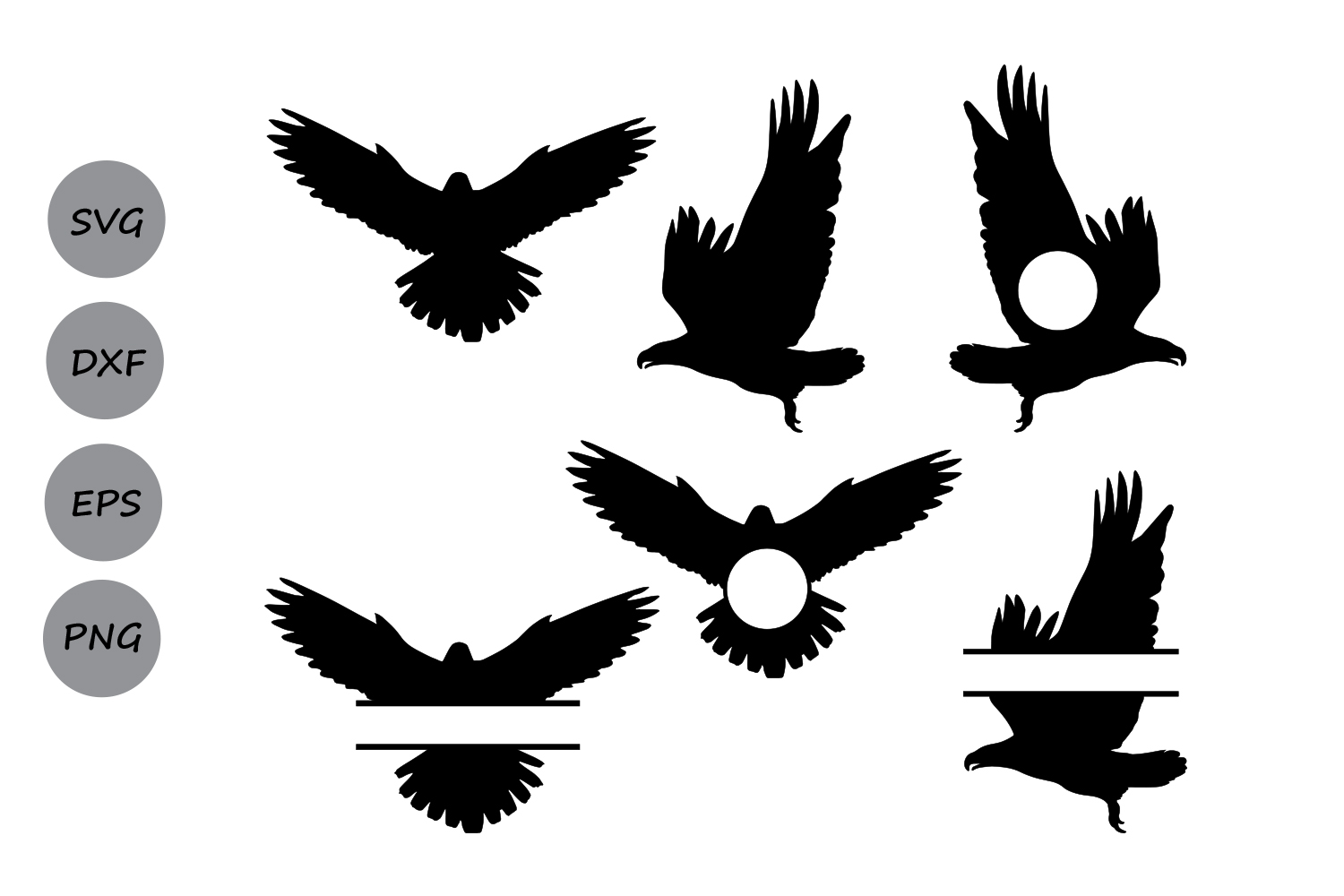 Eagle SVG, eagle monogram frames svg, eagle silhouette, eagle cut files, silhouette files ...