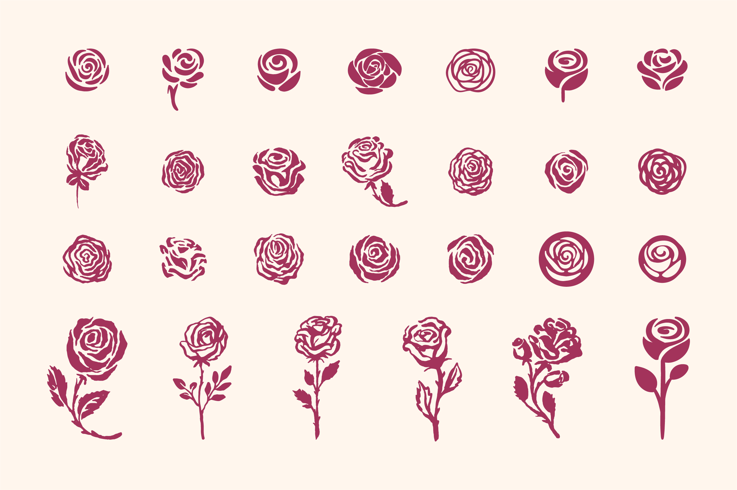 27 Rose symbols icon on white background
