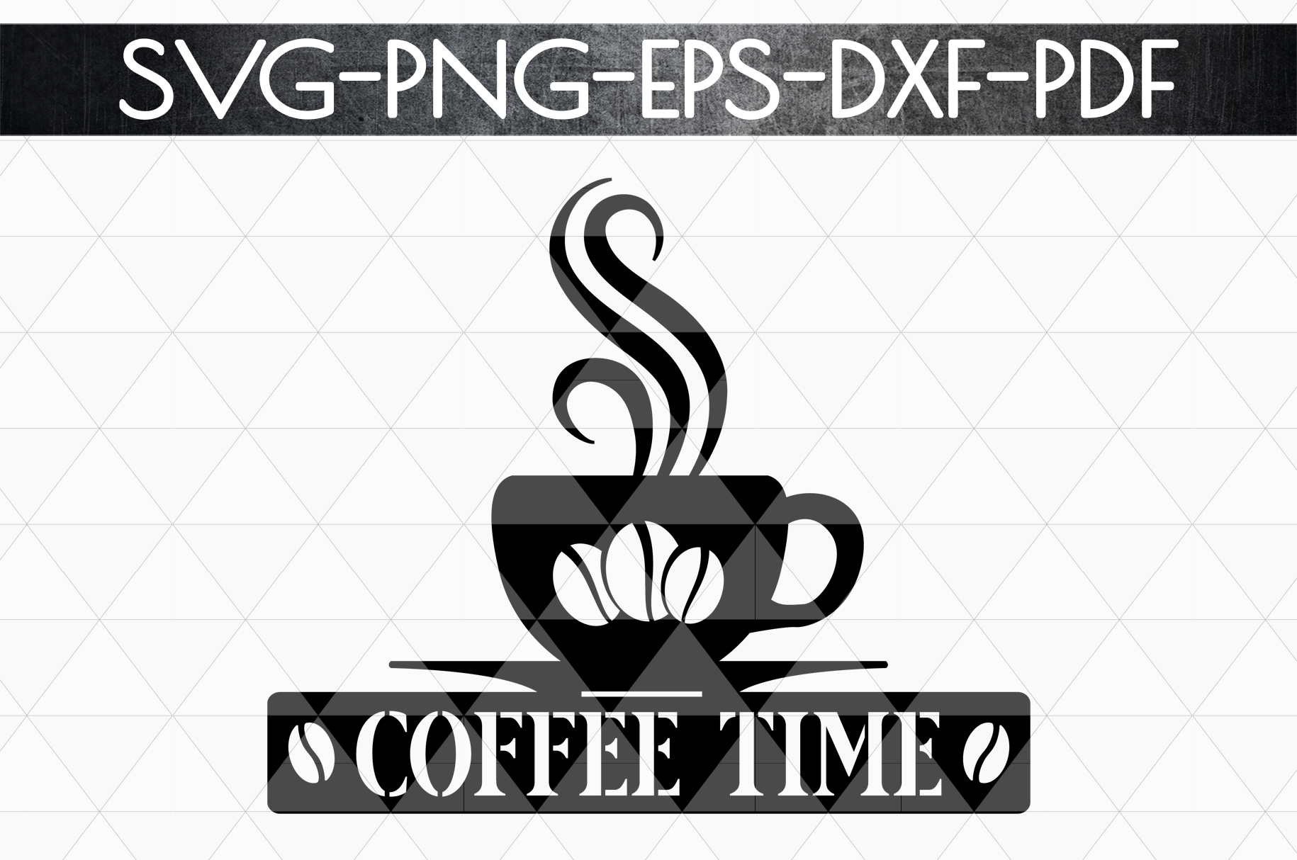 Download Coffee Time Sign Papercut Template, Cafe Decor SVG, DXF, PDF (190580) | Paper Cutting | Design ...