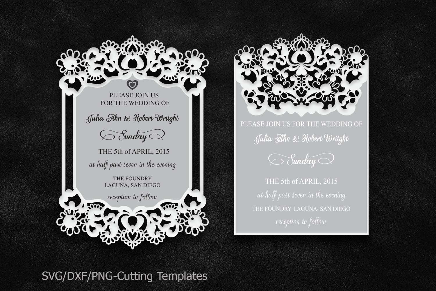 Download laser cut wedding invitation template svg file lace border