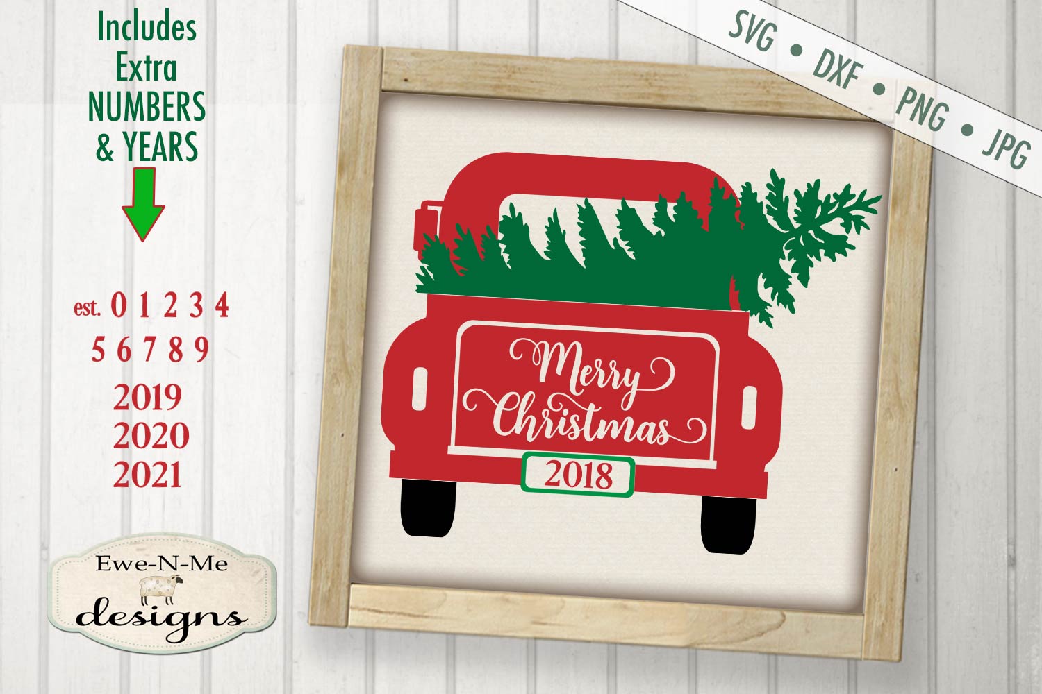Download Back of Truck with Tree Merry Christmas SVG DXF Files