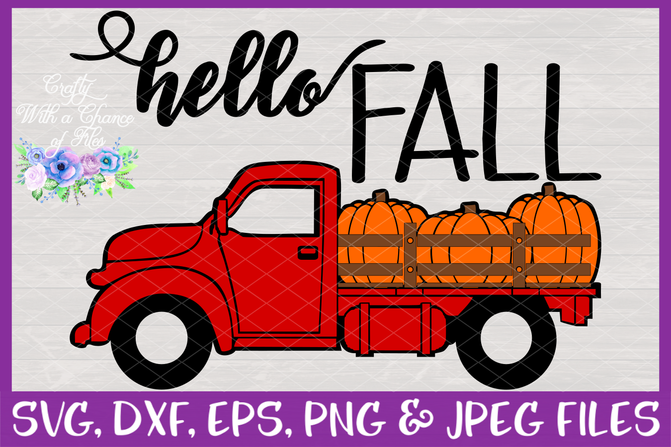 Hello Fall with Pumpkin Truck SVG Vinta | Design Bundles