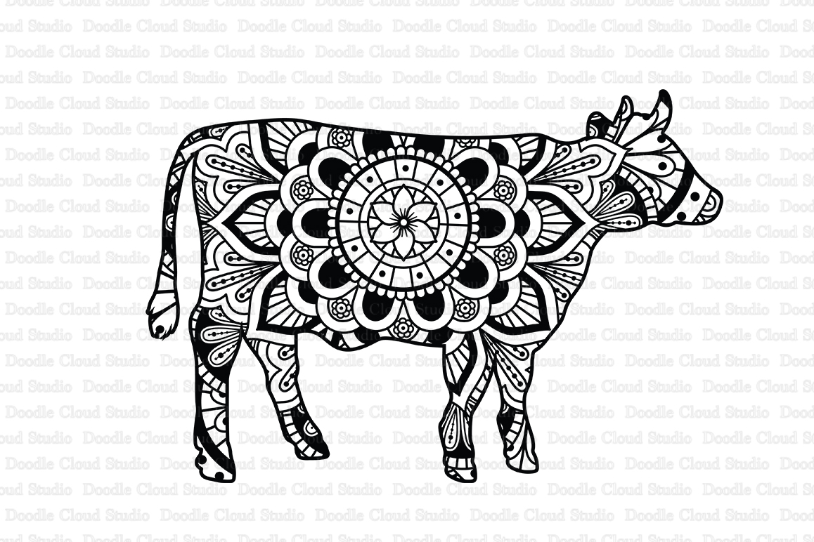 Download Cow Mandala SVG Cut Files, Mandala Cow Clipart.