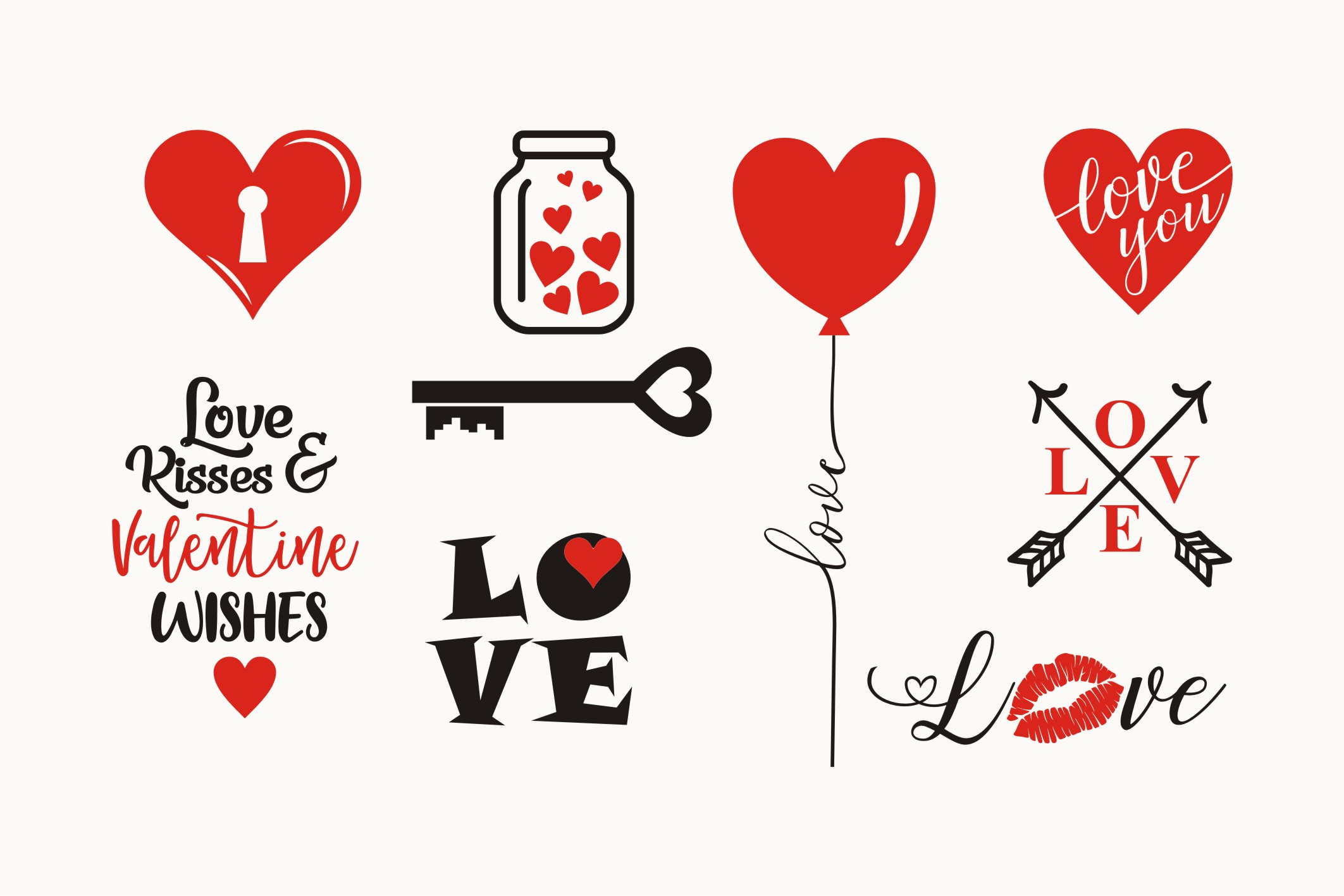 Valentine Love SVG Bundle with 24 SVG PNG DXF EPS Cut Files