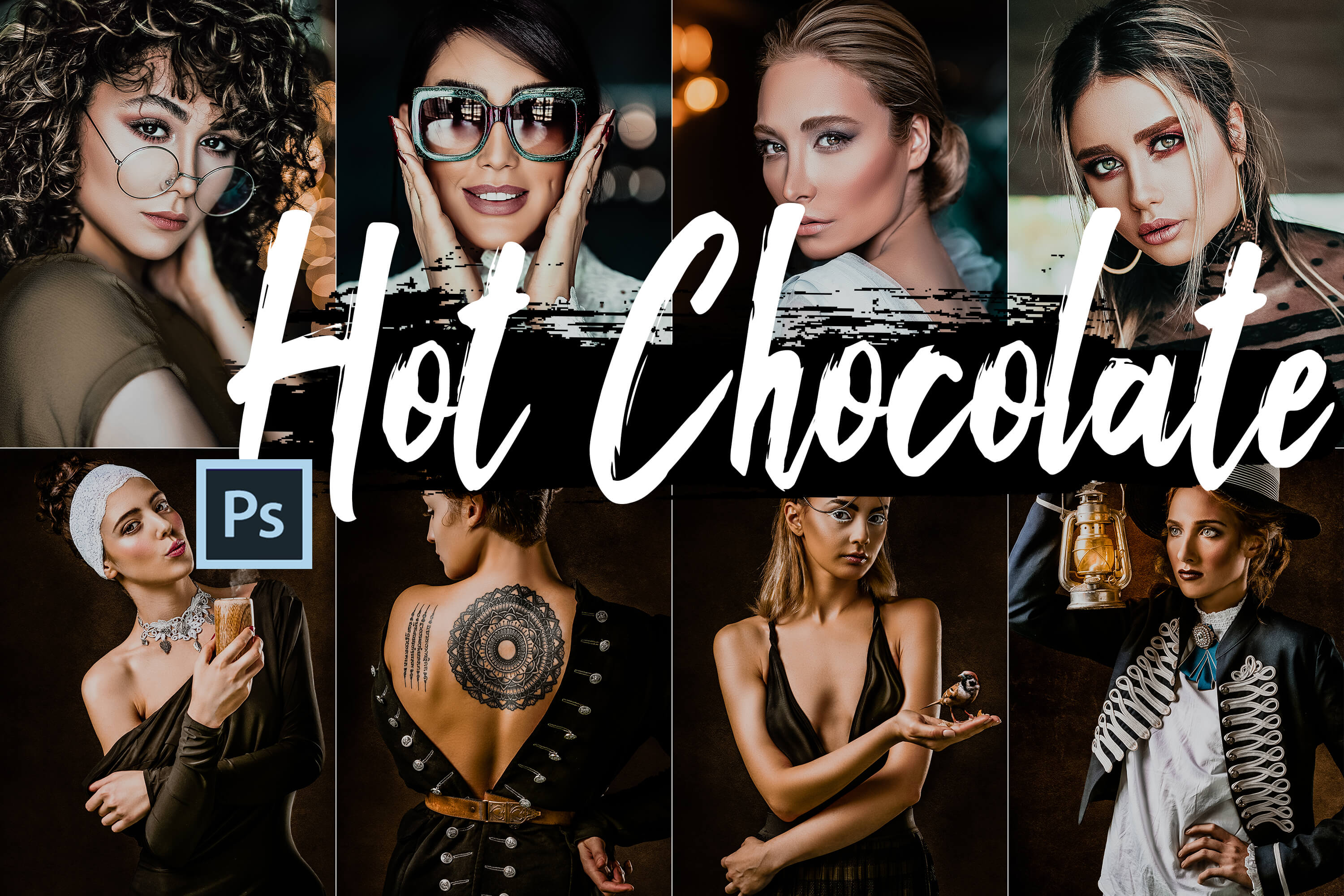 5 Hot chocolate Photoshop Actions ACR and LUT presets 
