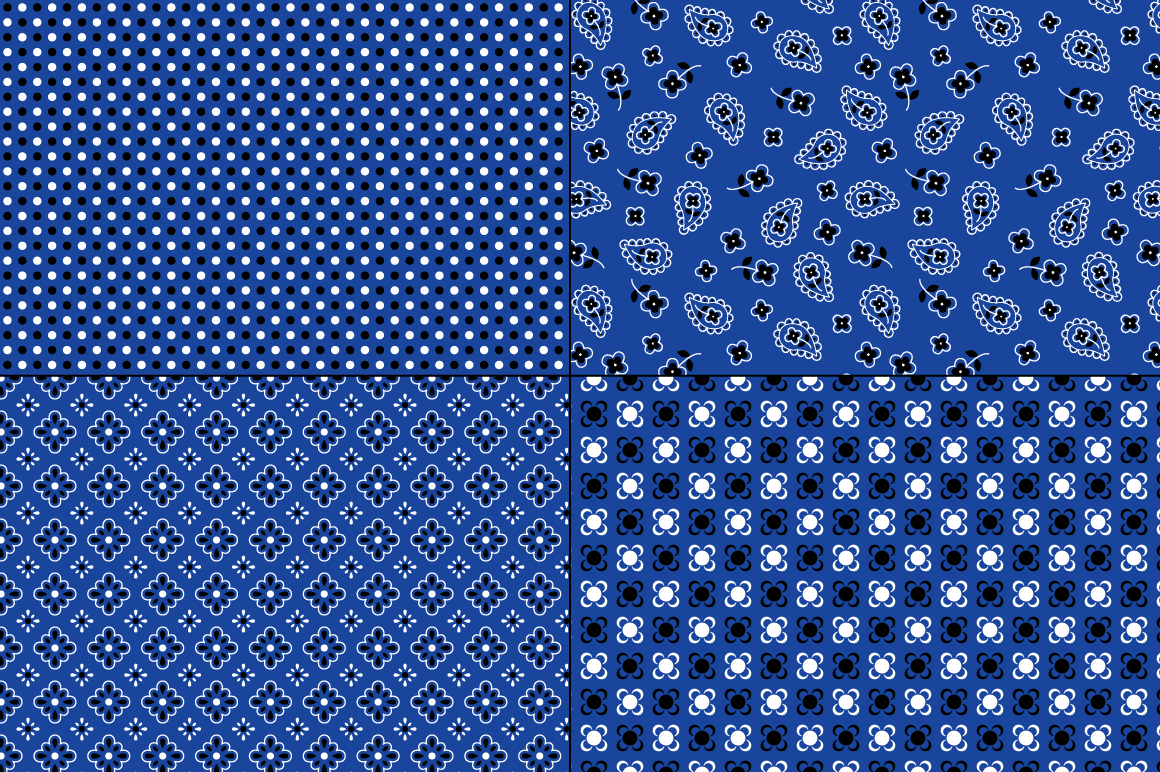 Seamless Blue Bandana Patterns
