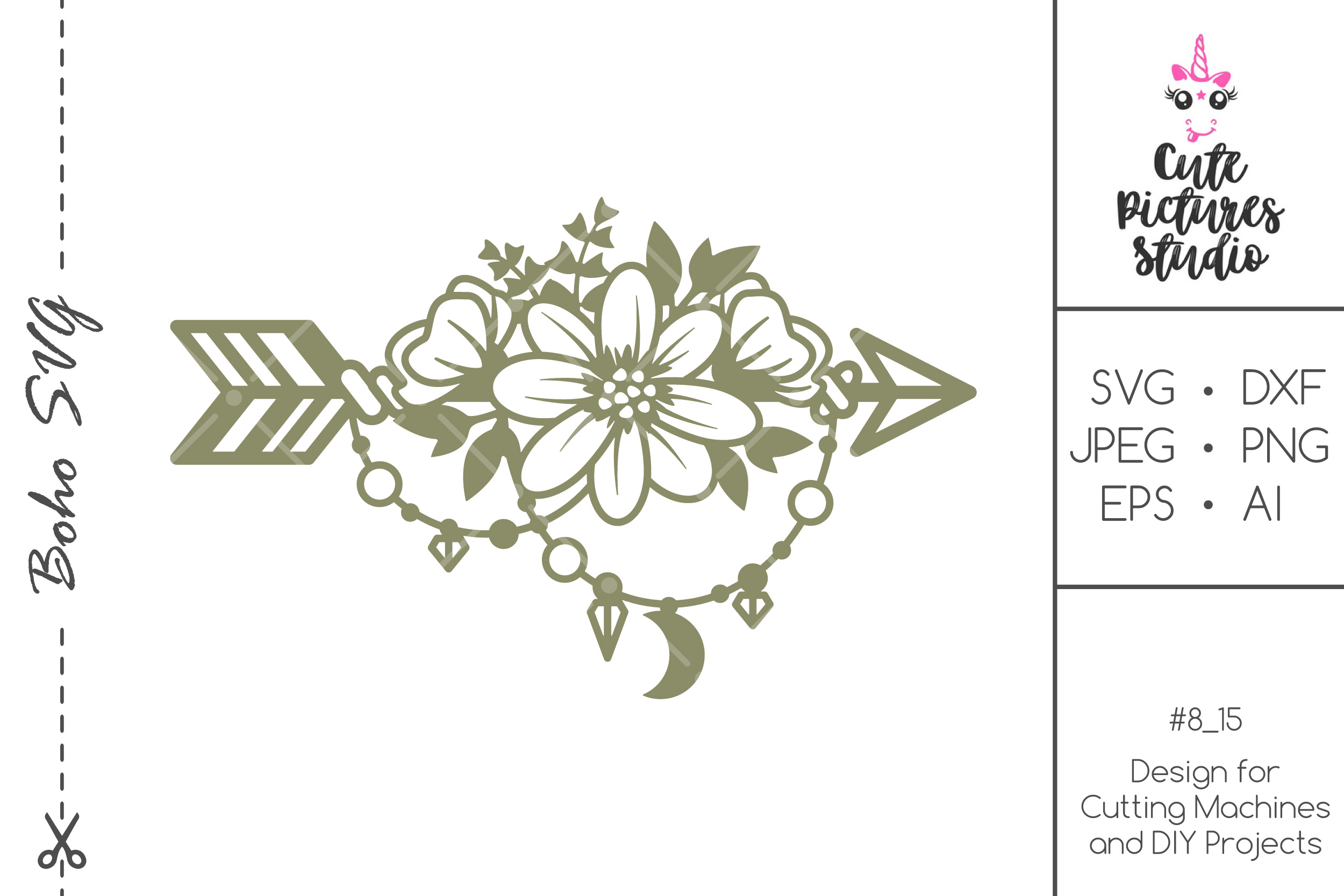 Boho stile arrow with flowers SVG cut file