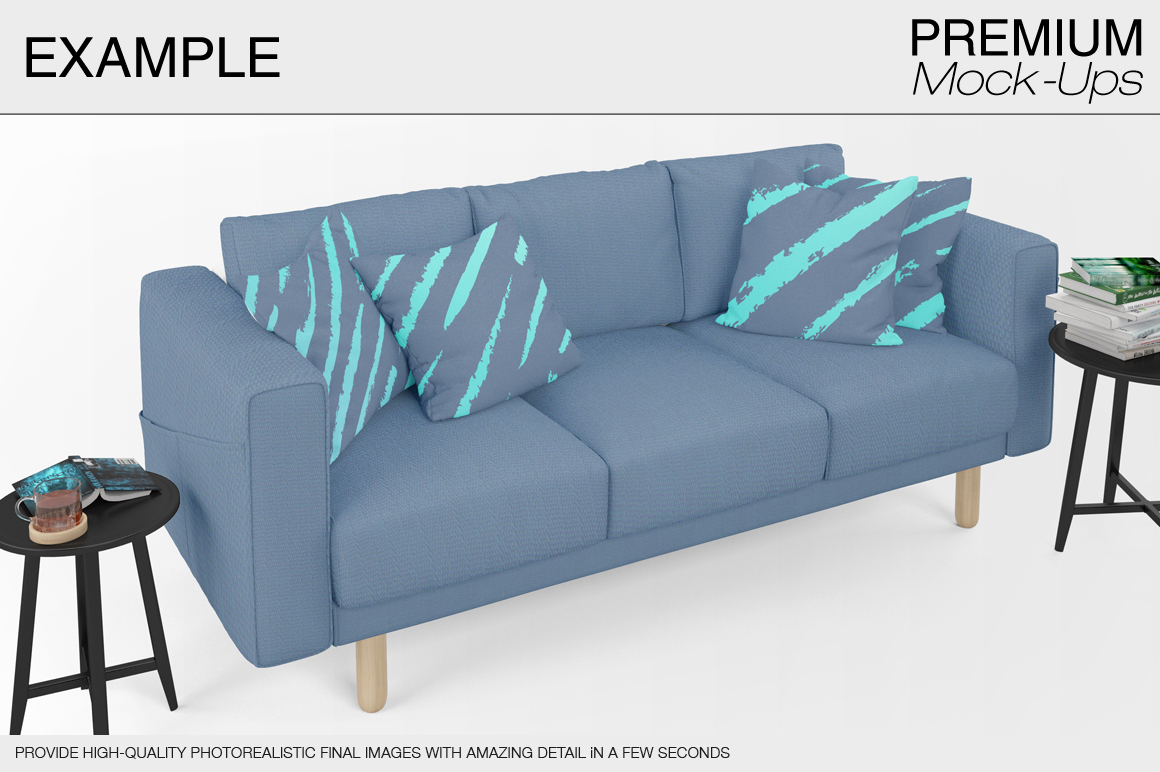 Download Sofa & Pillows Mockup Pack (51056) | Mock Ups | Design Bundles