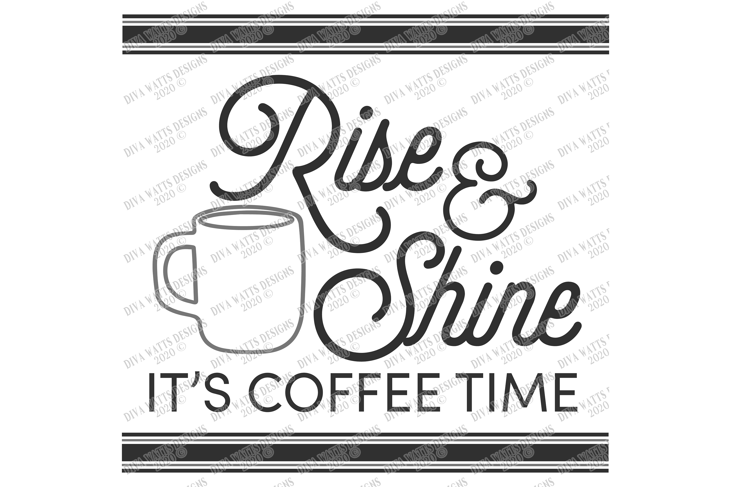 Rise & Shine It's Coffee Time - Kitchen Sign - Grain Sack (522763 ...