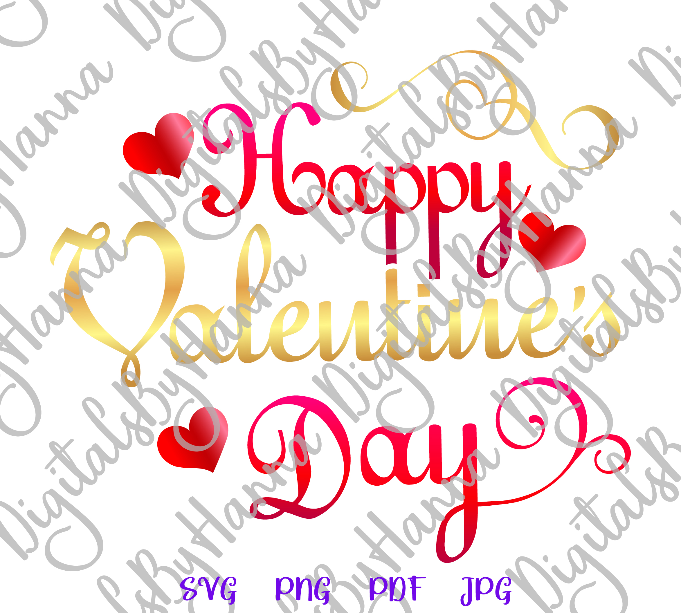 Happy Valentine's Day Heart Clipart Sign Print & Cut PNG SVG