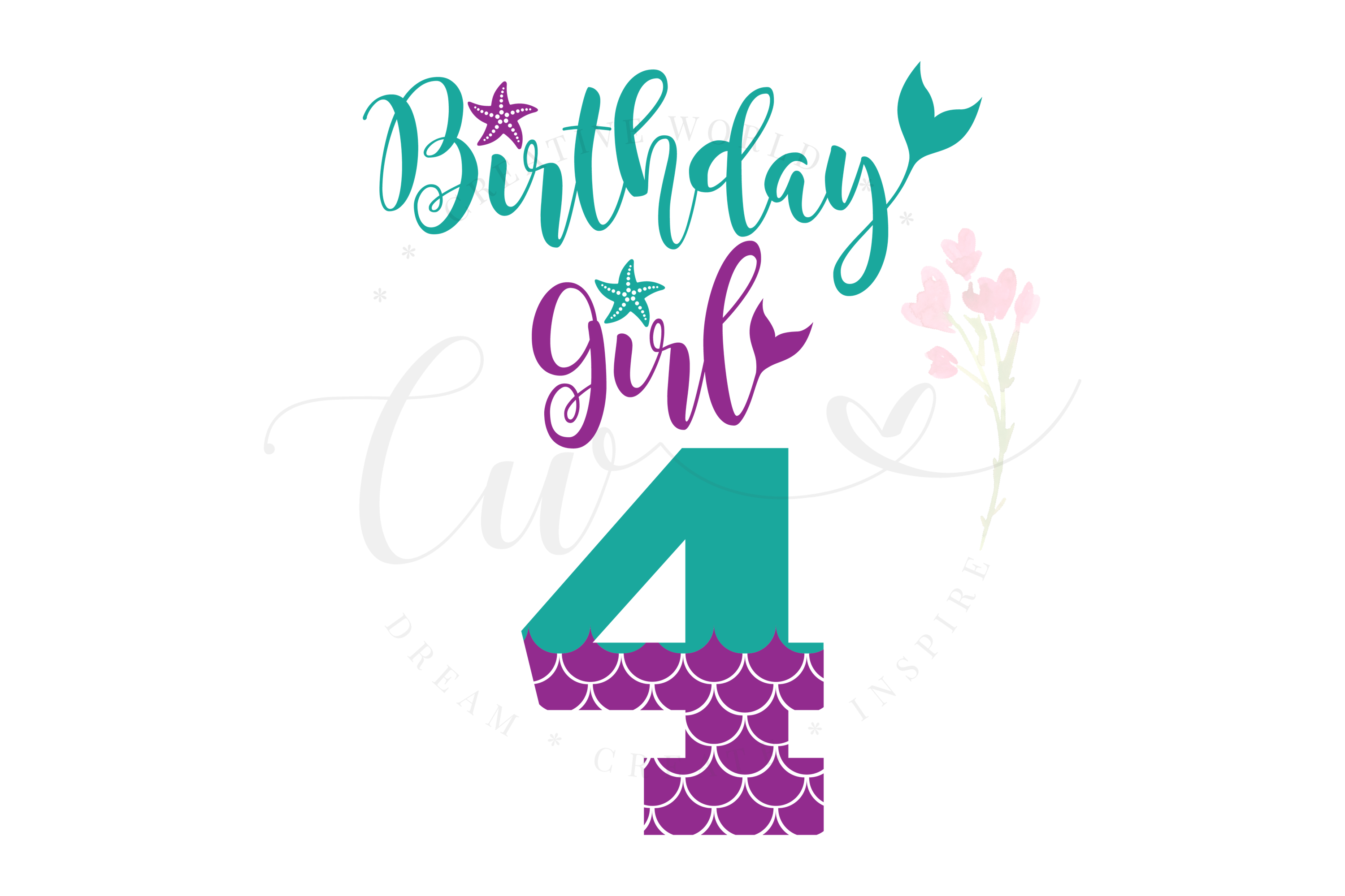 Download My 4th Birthday Mermaid SVG | Mermaid Birthday Girl svg