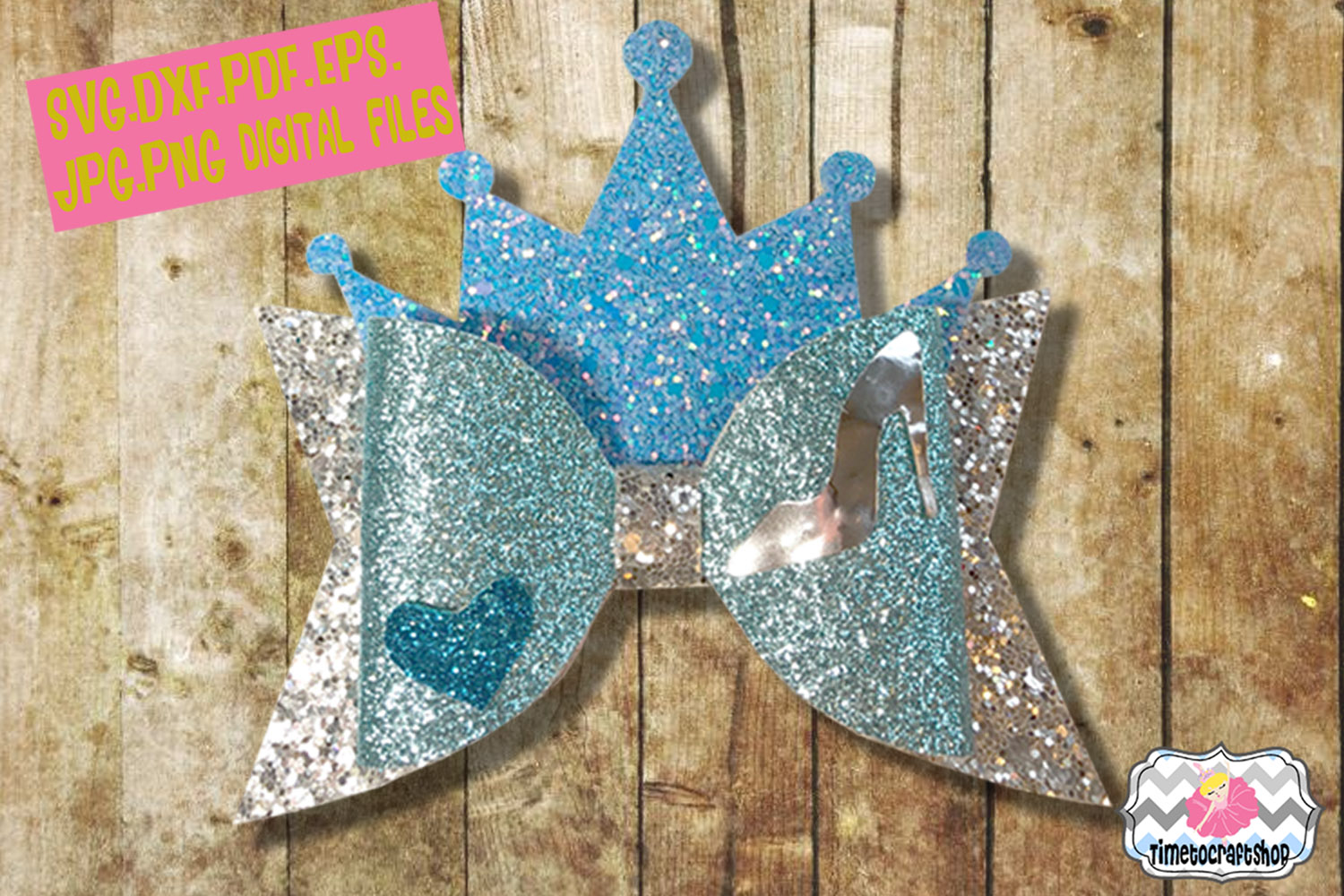 Princess Crown Glass Slippers Inspired Hair Bow (137267 ...