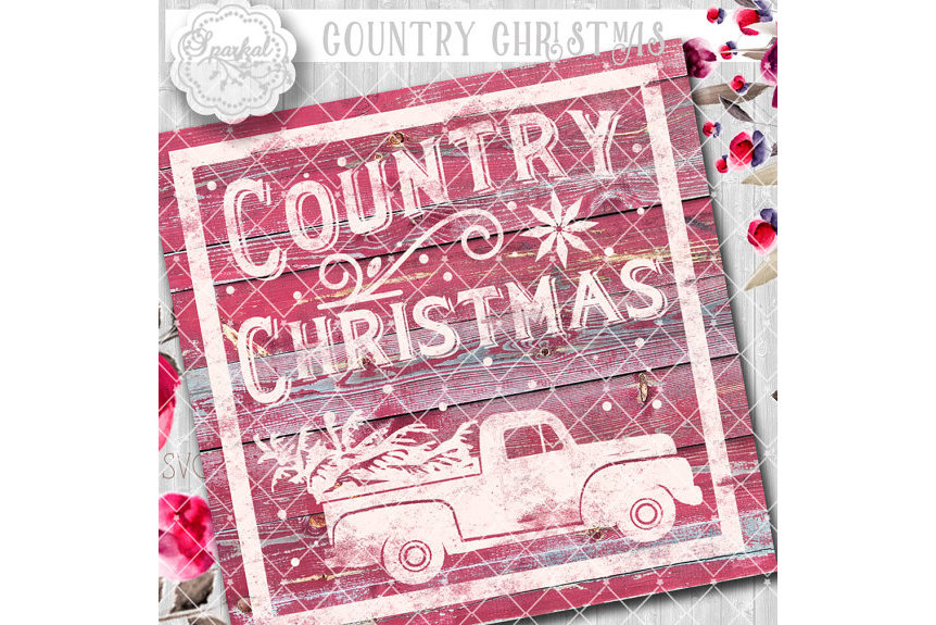 Vintage COUNTRY Christmas SVG File, Cutting File, Vector Clipart Holiday Decor, Silhouette ...