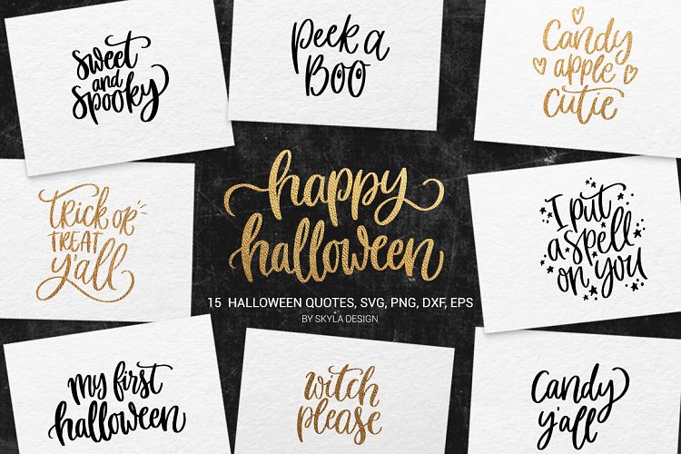 15 Halloween quotes bundle, SVG, PNG, DXF, EPS