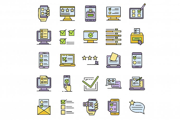 Online vote icons set vector flat example image 1