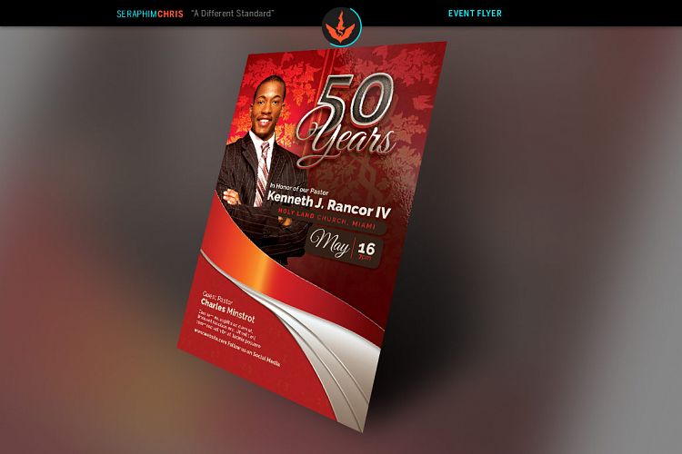 Crimson Pastor’s Anniversary Church Flyer Template
