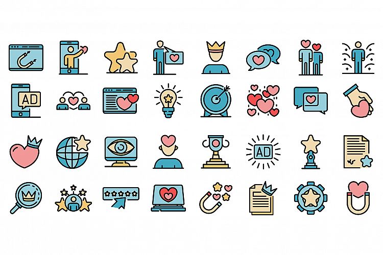 Engaging content icons vector flat example image 1