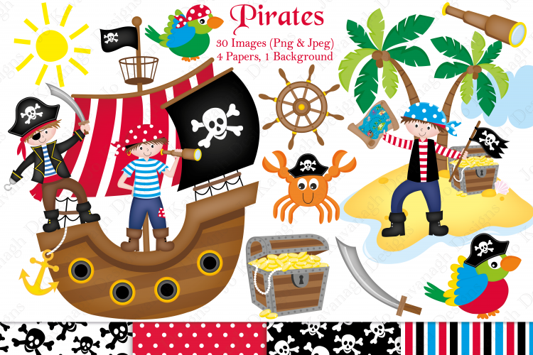 Pirate clipart, Pirate graphics & illustrations, Pirate ship