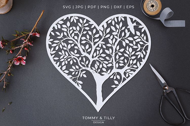 Free Paper Cutting download - Heart Tree - Papercut Template SVG EPS DXF PNG PDF JPG | Free Design Resources