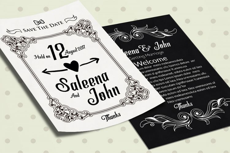 Double Sided Wedding Invitation Card