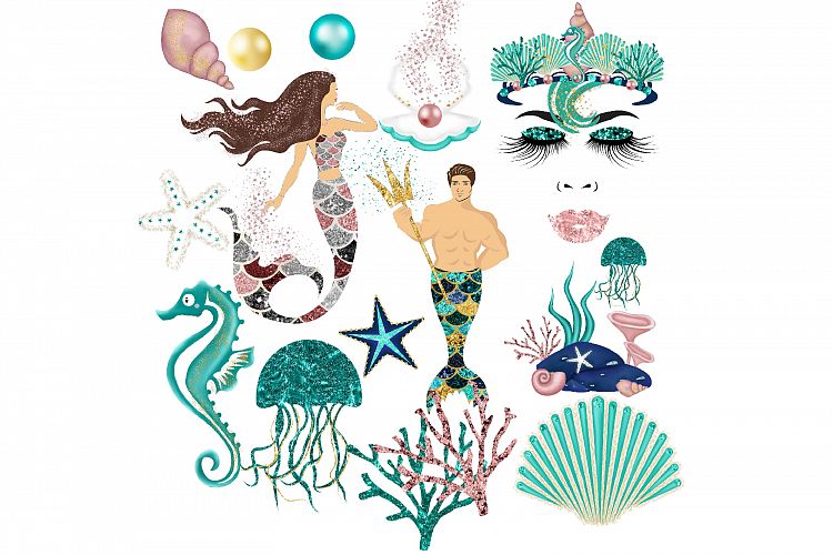 Glitter Mermaids Clipart