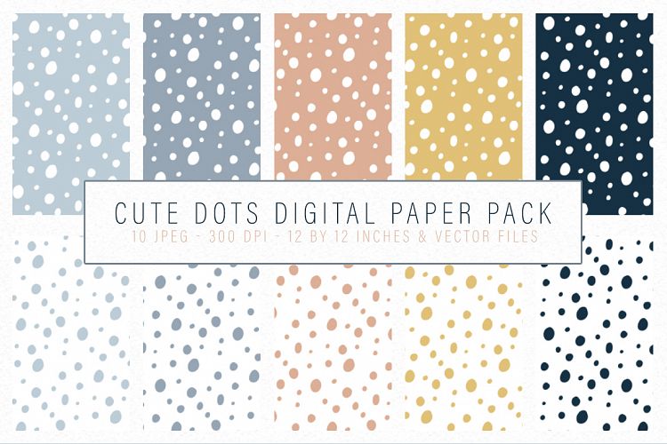 Cute Dots Digital Paper Pack - Seamlessly tiling patterns