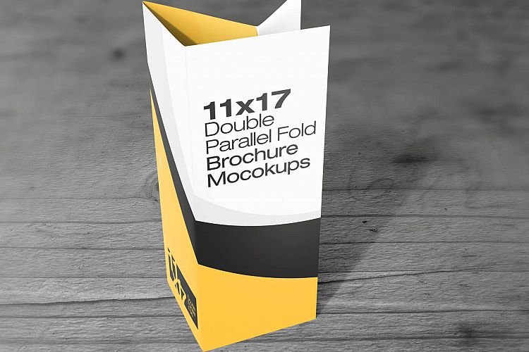 11×17 Double parallel Fold Brochure Mockups