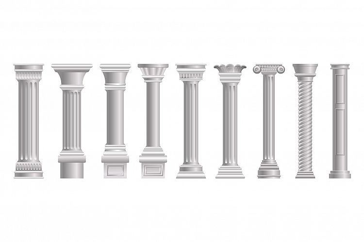 Pillar icons set, cartoon style example image 1