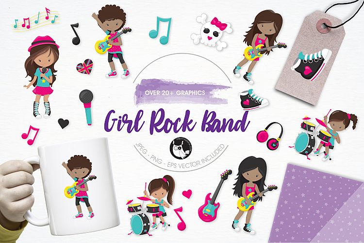 Girl Rock Band  graphics and illustrations