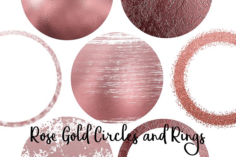 Rose Gold Circles and Rings Clipart, Transparent PNG