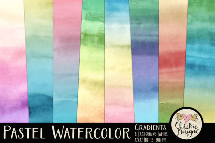 Watercolor Background Textures - Pastel Gradient Papers