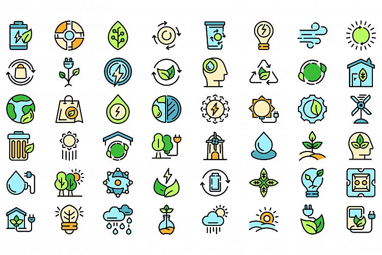 Natural resources icons set vector flat