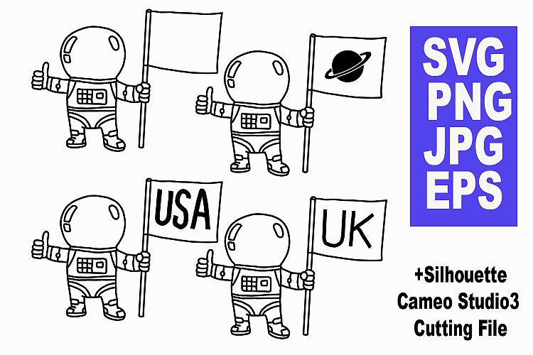 Rocketman with flag - EPS SVG PNG JPG