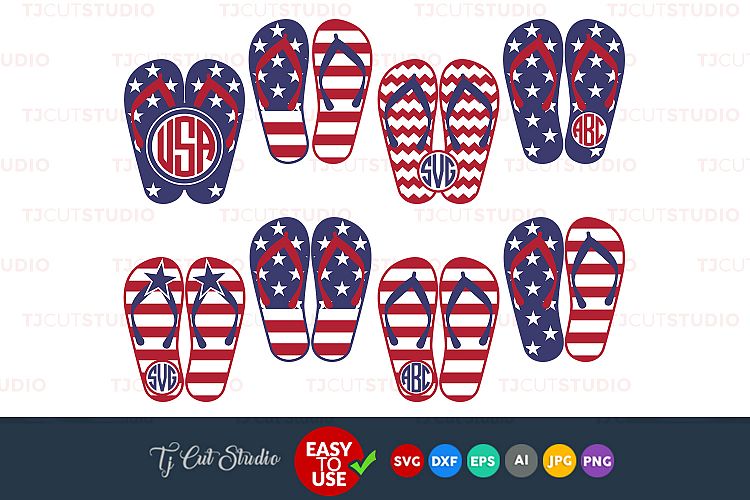 Flip flops svg, 4th of july svg, patriotic svg, Files for Silhouette Cameo or Cricut, Commercial & Personal Use.