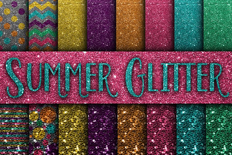 Summer Glitter Digital Paper Textures