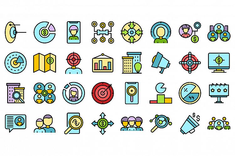 Target audience icons set vector flat