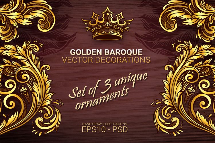 Golden baroque vector decorations example image 1