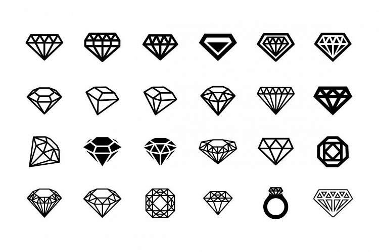 24 Diamonds icon set on white background