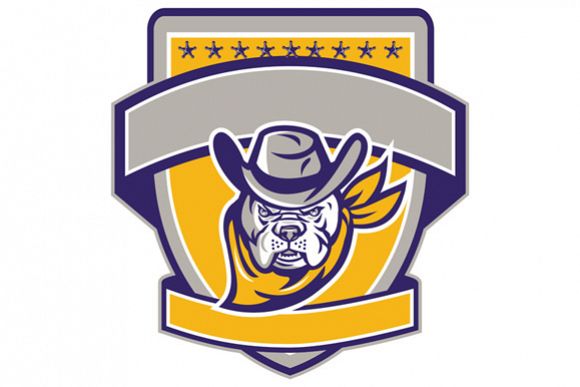 Bulldog Sheriff Cowboy Head Shield Retro example image 1