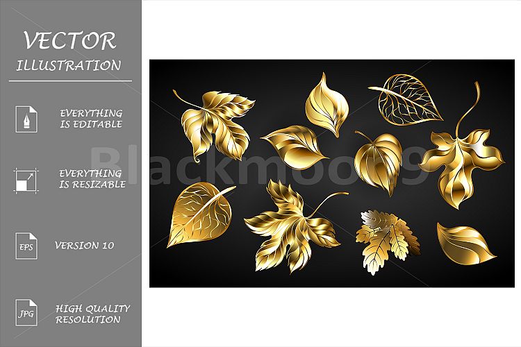 Set of Golden Leaves