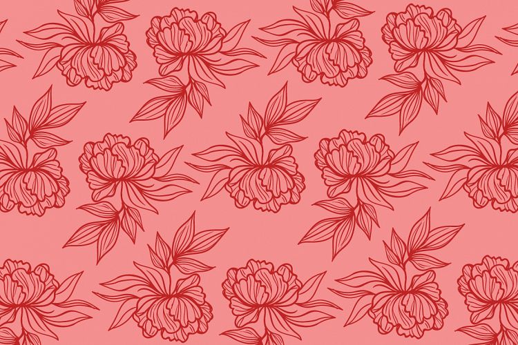 Red Flowers Floral Pattern Vector