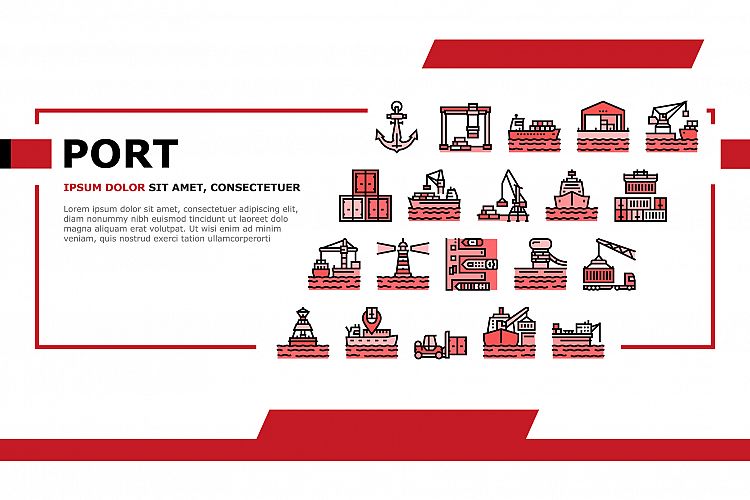 Container Port Tool Landing Header Vector example image 1