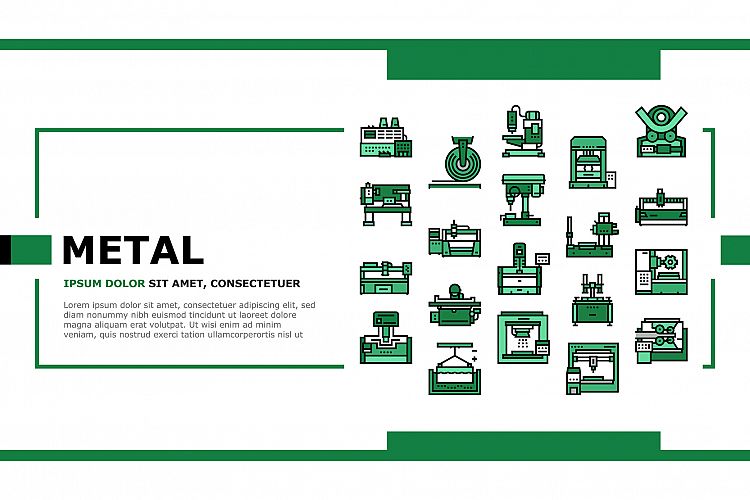 Metal Working Machine Landing Header Vector example image 1