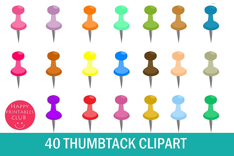 40 Thumbtack Clipart- Push Pin Clipart- Thumbtack Icons