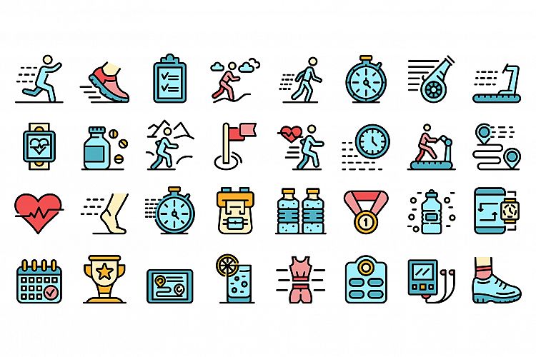 Running icons set vector flat example image 1