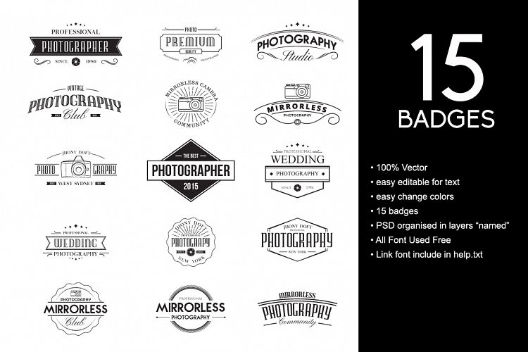 Vintage Badges for Photography