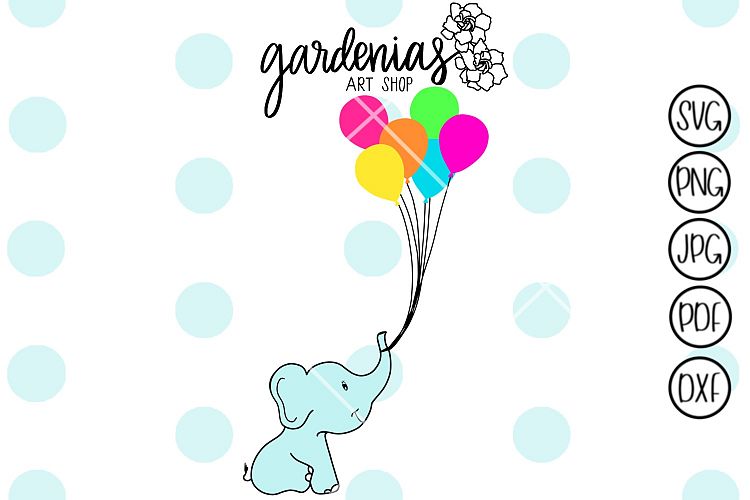Baby Elephant with Balloons
