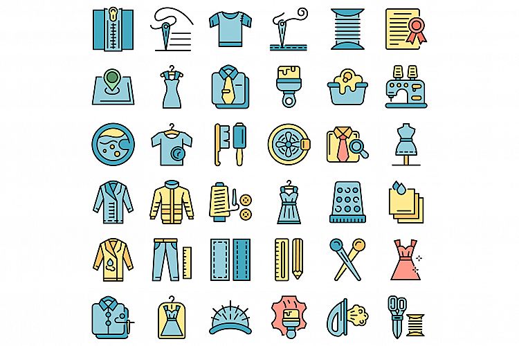 Clothing repair icons set vector flat example image 1